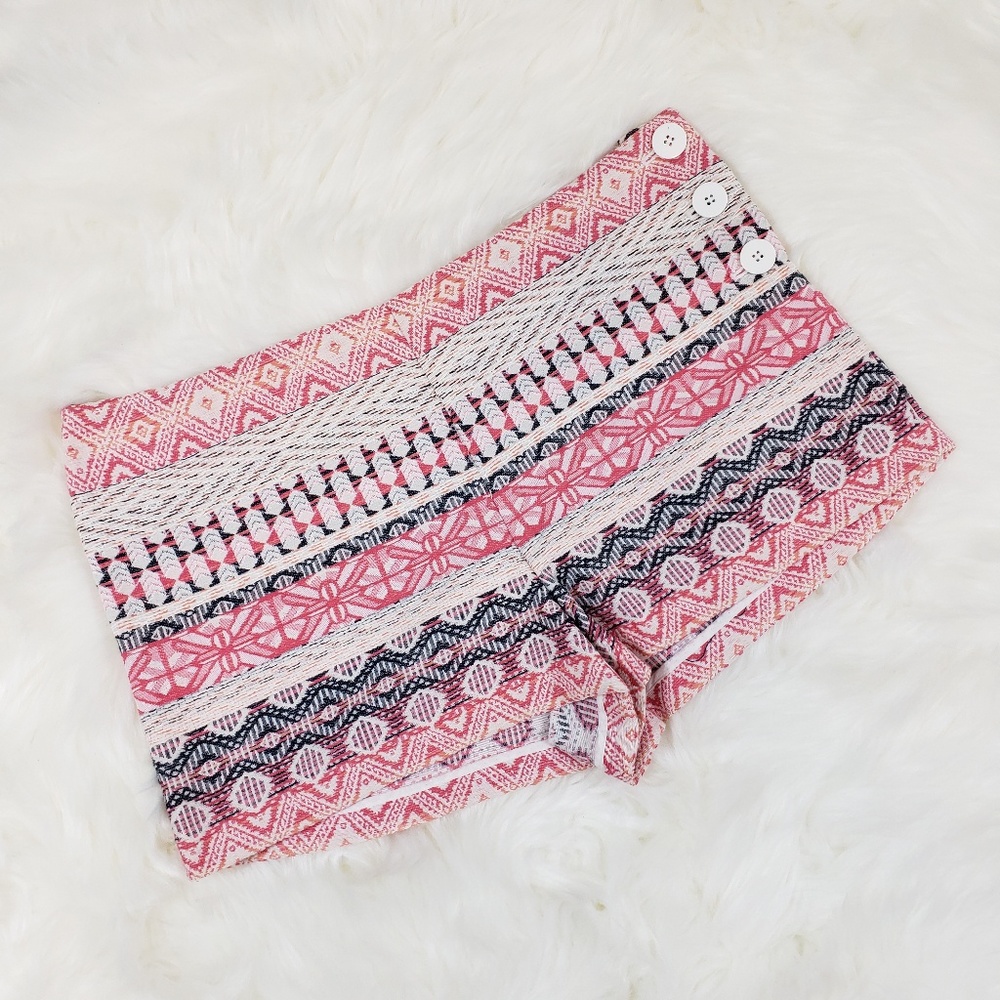 Chelsea & Violet High Rise Patterned Button Shorts